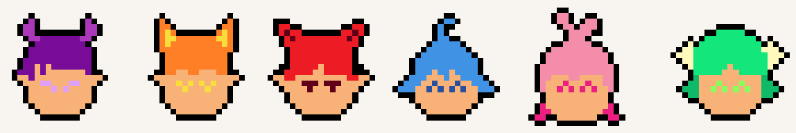 Pixelart of Characetrs from Iruma
